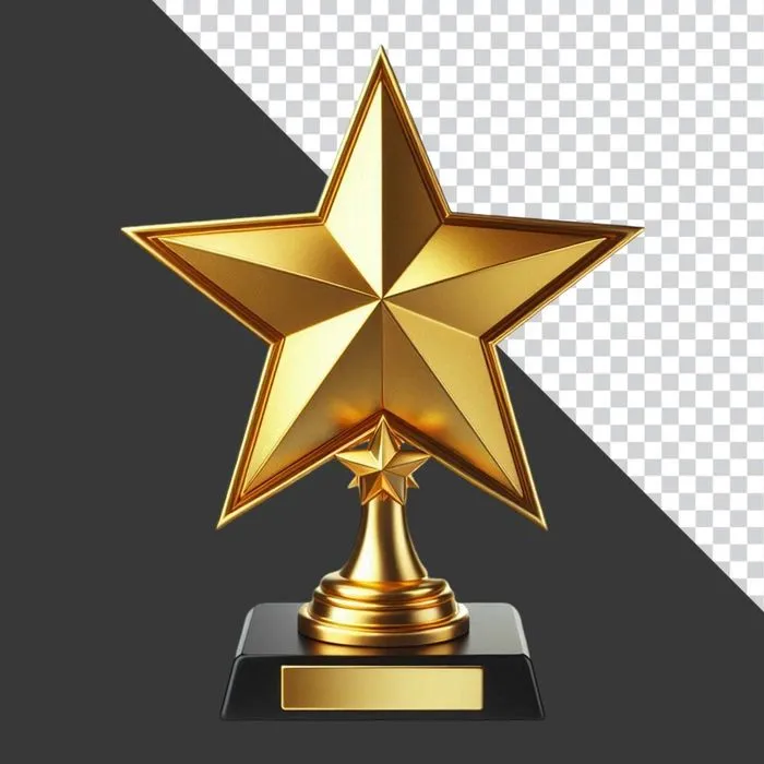 Ngôi Sao PNG Vàng 3D Cúp Thưởng