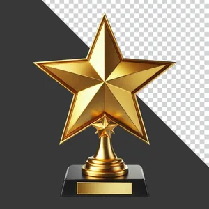 Ngôi Sao PNG Vàng 3D Cúp Thưởng