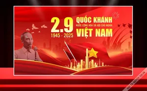 Backdrop Corel chào mừng Quốc khánh Việt Nam 291945 – 2025 màu đỏ sao vàng