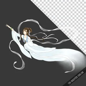 Chị Hằng PNG áo trắng bay lượn – Hình minh họa Trung Thu nghệ thuật