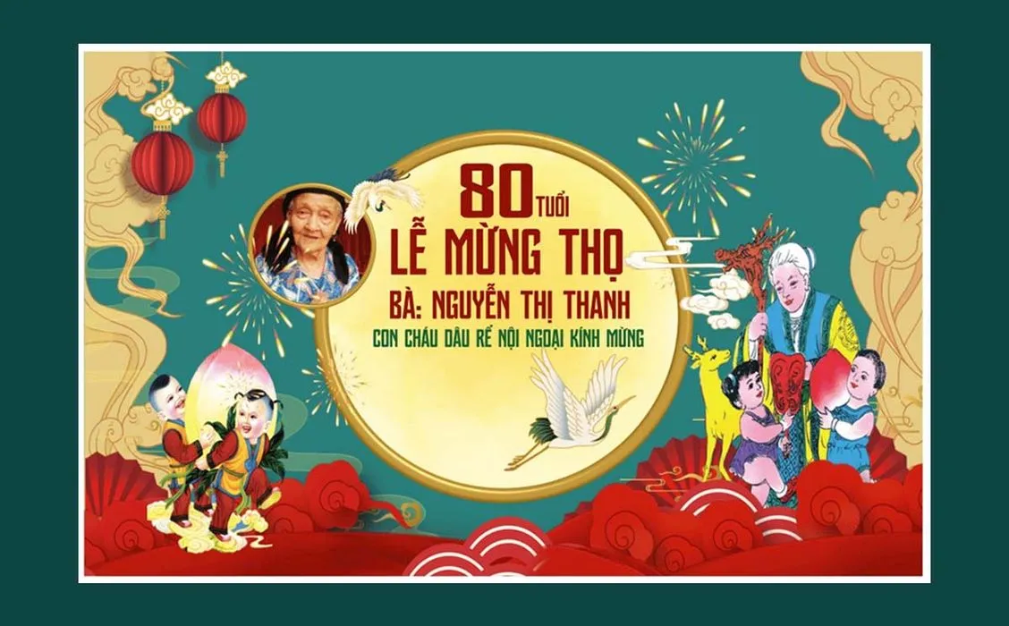 Backdrop Lễ Mừng Thọ 80 Tuổi Bà Nguyễn Thị Thanh File Corel