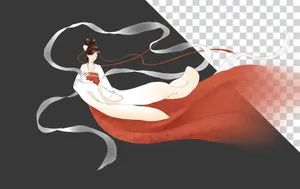 Chị Hằng ôm thỏ ngọc mặc váy đỏ file PNG