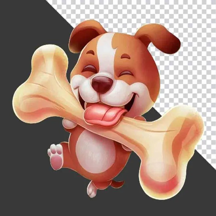 Chú Chó Dễ Thương Với Xương Lớn - File PNG Chất Lượng Cao