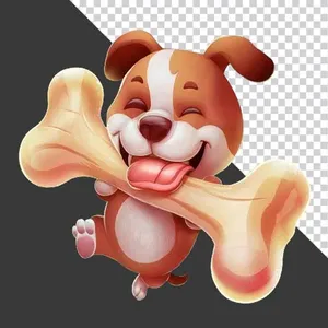 Chú Chó Dễ Thương Với Xương Lớn - File PNG Chất Lượng Cao
