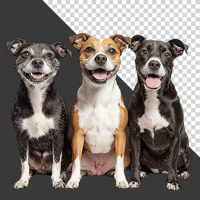 3 Chú Chó Dễ Thương Cười Tươi PNG Chất Lượng Cao