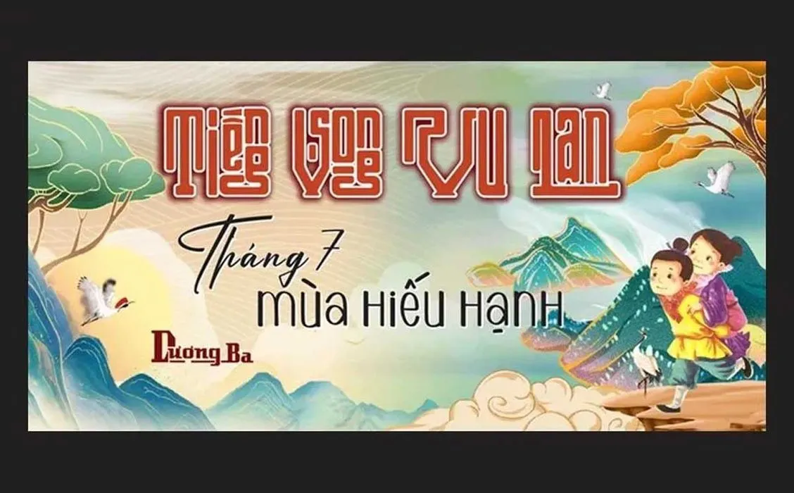 Backdrop Tiệc Ngọc Vu Lan Mùa Hiếu Hạnh Tháng 7 File Corel