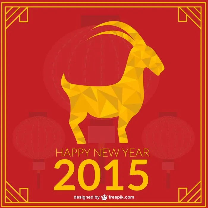 Vector Dê Vàng Chúc Mừng Năm Mới 2015 - Biểu Tượng EPS Độc Đáo