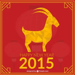 Vector Dê Vàng Chúc Mừng Năm Mới 2015 - Biểu Tượng EPS Độc Đáo