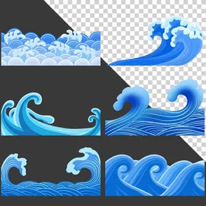 File PNG Bộ sưu tập sóng biển xanh cuộn tròn