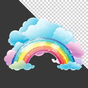 Cầu Vồng Lấp Lánh Với Mây - File PNG Chất Lượng Cao Cho Thiết Kế