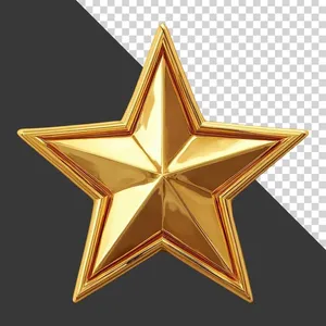 Ngôi Sao PNG Vàng 3D Viền Bóng