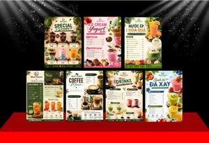 Mẫu thiết kế menu quán đồ uống cà phê trà sữa hiện đại File Corel