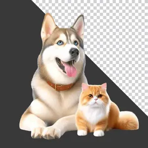 Chó và Mèo Ngộ Nghĩnh - File PNG Chất Lượng Cao cho Thiết Kế Đồ Họa