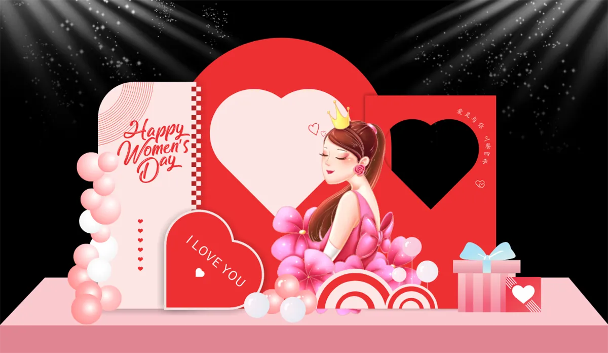 Backdrop mừng ngày Quốc tế Phụ nữ 8-3 phong cách nàng công chúa File Corel
