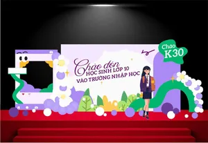 Backdrop File Corel chào đón học sinh lớp 10 nhập học năm học mới K30