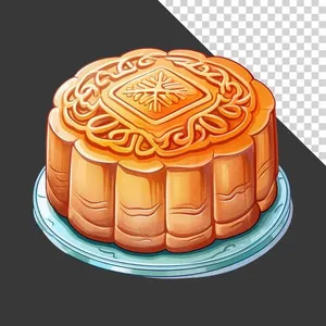 Bánh trung thu truyền thống đặt trên đĩa - PNG không nền