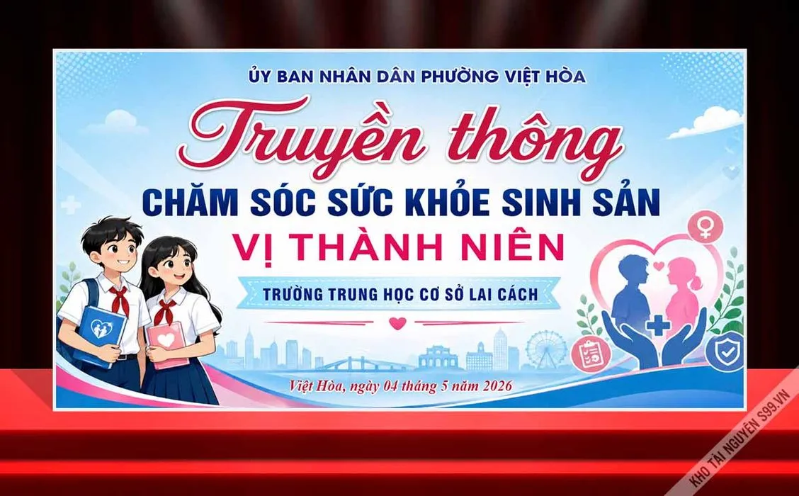 Backdrop Tuyên Truyền Chăm Sóc Sức Khỏe Sinh Sản Vị Thành Niên