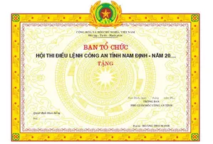 Giấy Khen Hội Thi Điều Lệnh Công An Nam Định File Corel