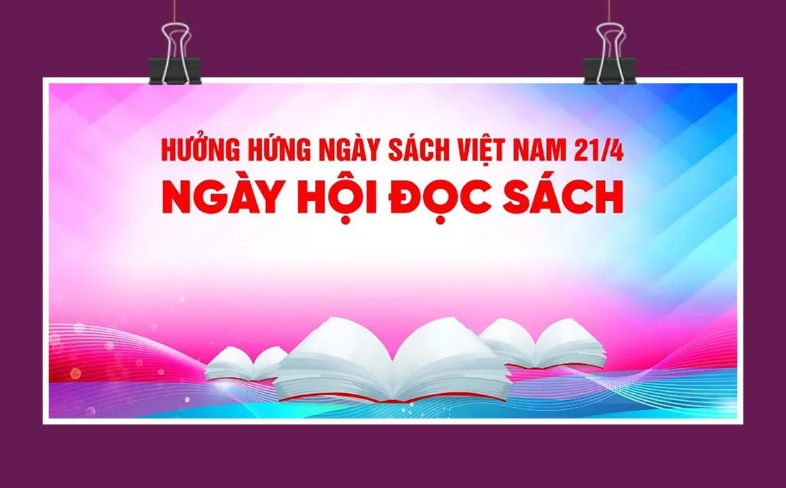 Backdrop Ngày Sách Việt Nam 21/4 Chủ đề Đọc sách và Tri thức - File cdr