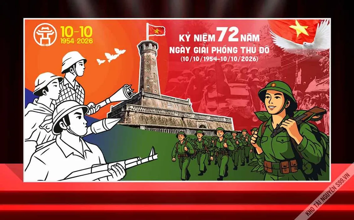 Backdrop Giải Phóng Thủ Đô 10-10 CDR – Kỷ Niệm 72 Năm (1954-2026)