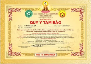 Chứng Điệp Quy Y Tam Bảo Chùa Khâm Sơn - File CDR Thiết Kế Chuẩn