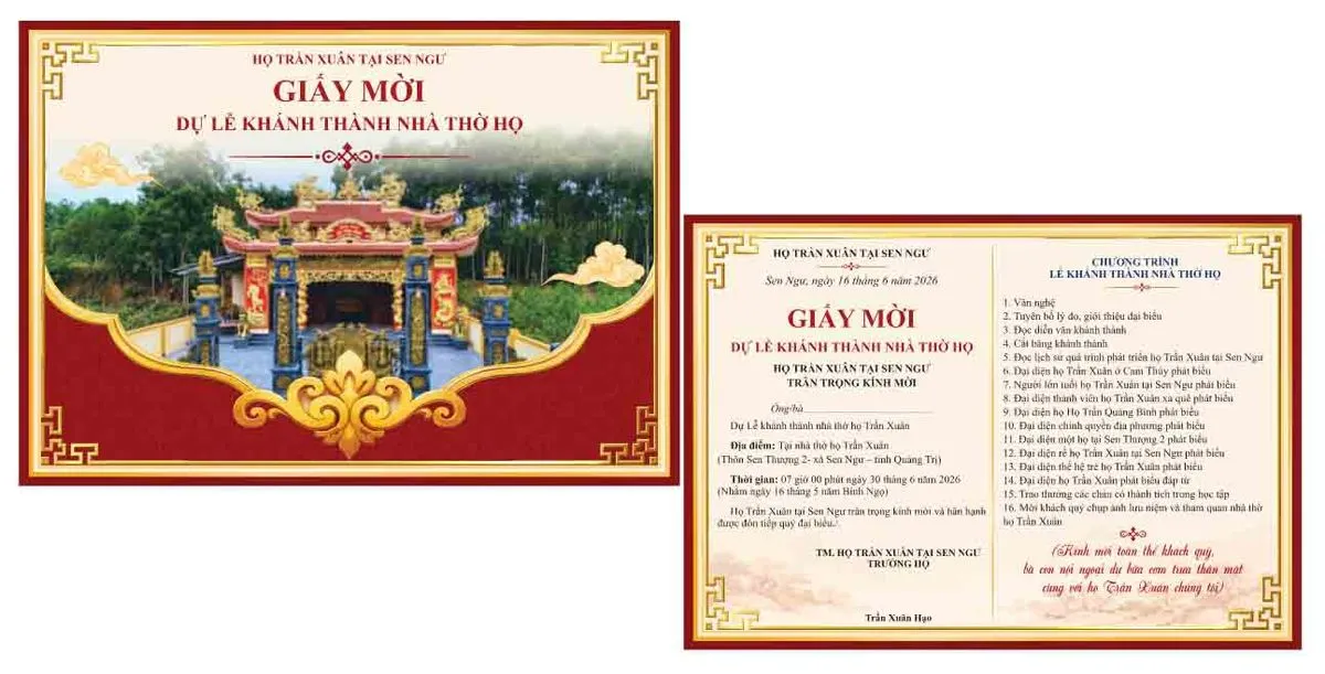 File Corel - Giấy mời dự lễ khánh thành nhà thờ họ