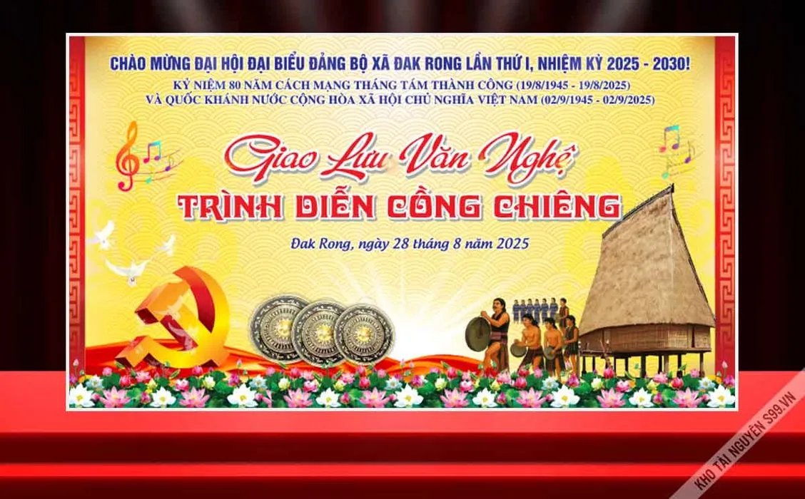 Phông giao lưu văn nghệ trình diễn cồng chiêng đẹp File Corel