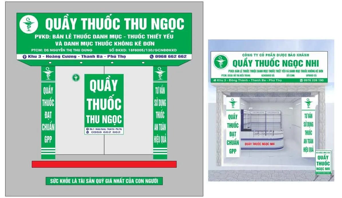Biển Hiệu Nhà Thuốc Thu Ngọc CDR - Thiết Kế Chuyên Nghiệp Dễ Dàng Chỉnh Sửa
