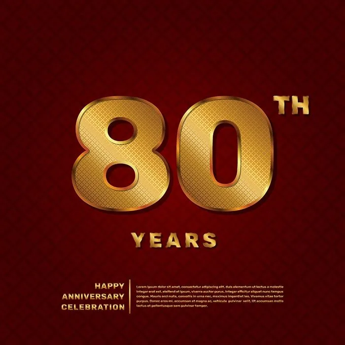 Số 80 khối 3D chất liệu màu vàng gold file vector - Mẫu 7
