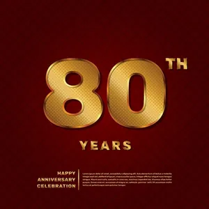 Số 80 khối 3D chất liệu màu vàng gold file vector - Mẫu 7