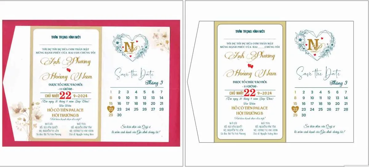 Mẫu thiết kế thiệp cưới Anh Phương Hoàng Nam File Corel