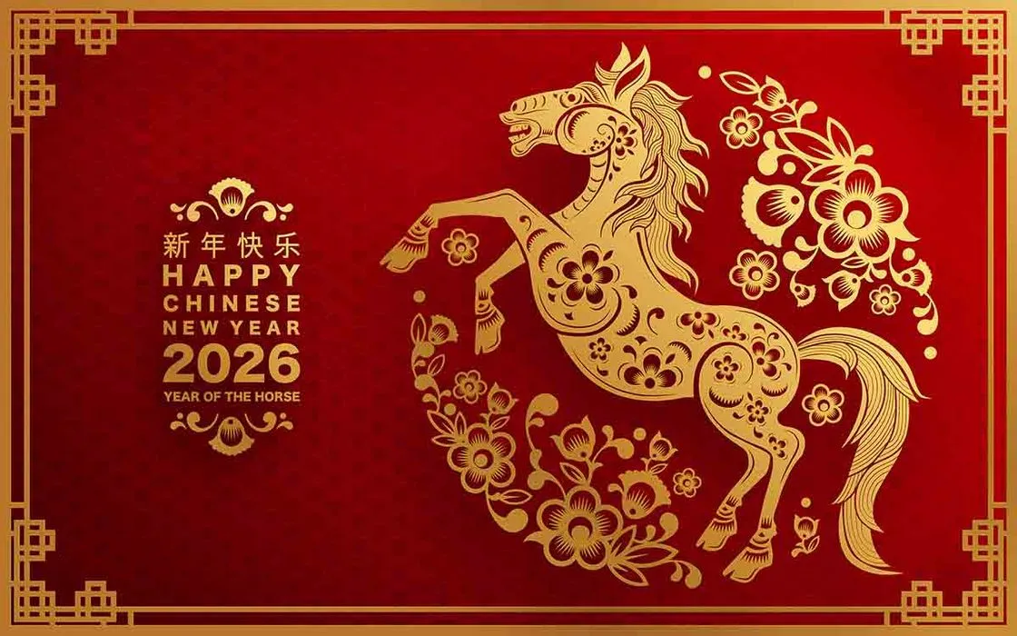 Ngựa vàng hoa văn chúc mừng năm mới 2026 - File  vector