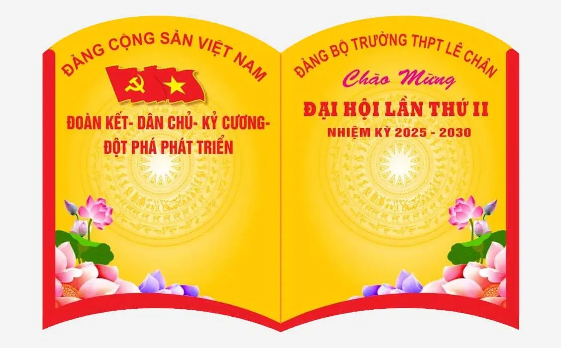 Mẫu market phông nền chào mừng đại hội đảng bộ hình quyển sách chất lượng cao file corel