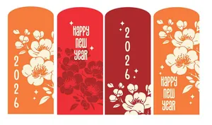 Bao lì xì Tết 2026 hoa mai đỏ vàng File EPS