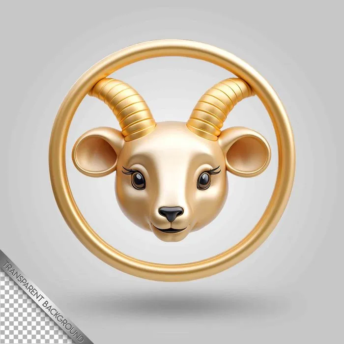 Đầu Dê Vàng 3D - Icon PSD Chất Lượng Cao cho Thiết Kế Đồ Họa