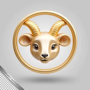 Đầu Dê Vàng 3D - Icon PSD Chất Lượng Cao cho Thiết Kế Đồ Họa
