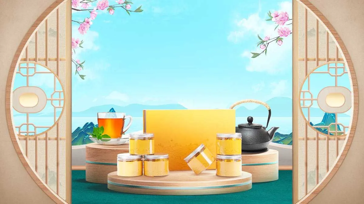 File PSD Quà tặng Trà Hộp Vàng Đẹp Sang Trọng