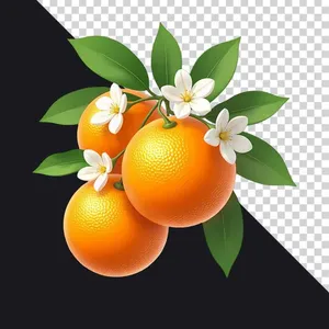Quả cam File PNG với hoa cam trang trí