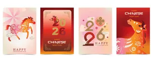 File Ai ngựa cách điệu 2026 typography hoa đào tết