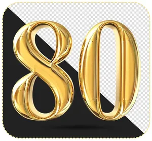Số 80 3D chất liệu màu vàng gold file PNG chất lượng cao - Mẫu 12