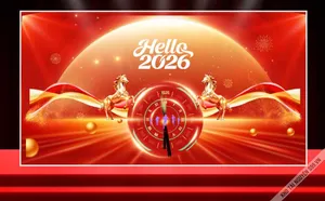 File corel Phông nền Hello 2026 ngựa vàng ánh sáng