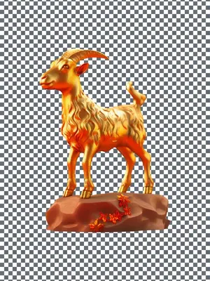 Tượng Dê Vàng 3D - File PSD Chất Lượng Cao cho Thiết Kế Đồ Họa