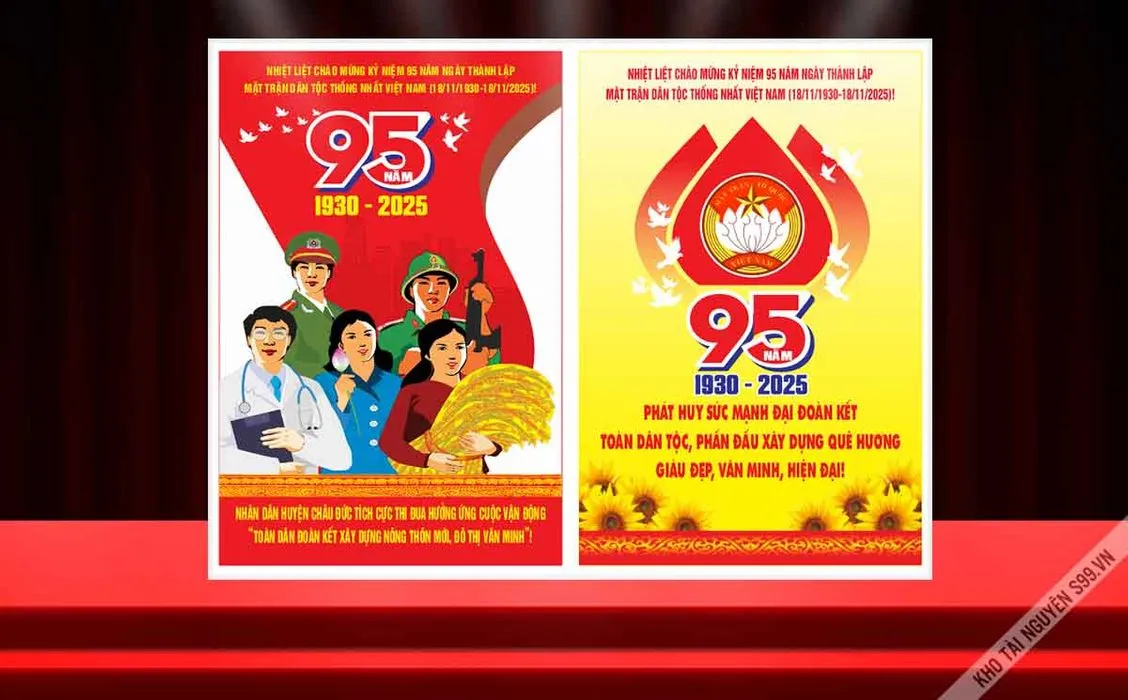 Poster tuyên truyền kỷ niệm 95 năm ngày thành lập mặt trận dân tộc thống nhất Việt Nam File Corel