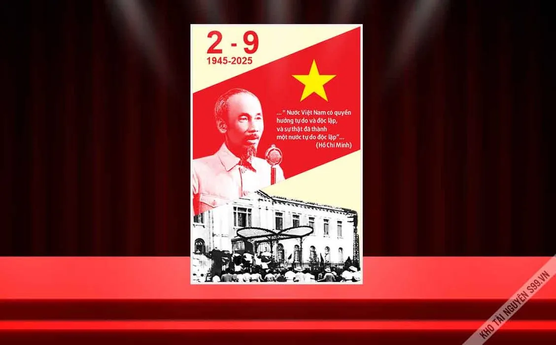 File standee Quốc khánh 2-9 – hình Bác Hồ đọc Tuyên ngôn Độc lập, phong cách cổ động