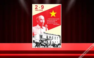 File standee Quốc khánh 2-9 – hình Bác Hồ đọc Tuyên ngôn Độc lập, phong cách cổ động