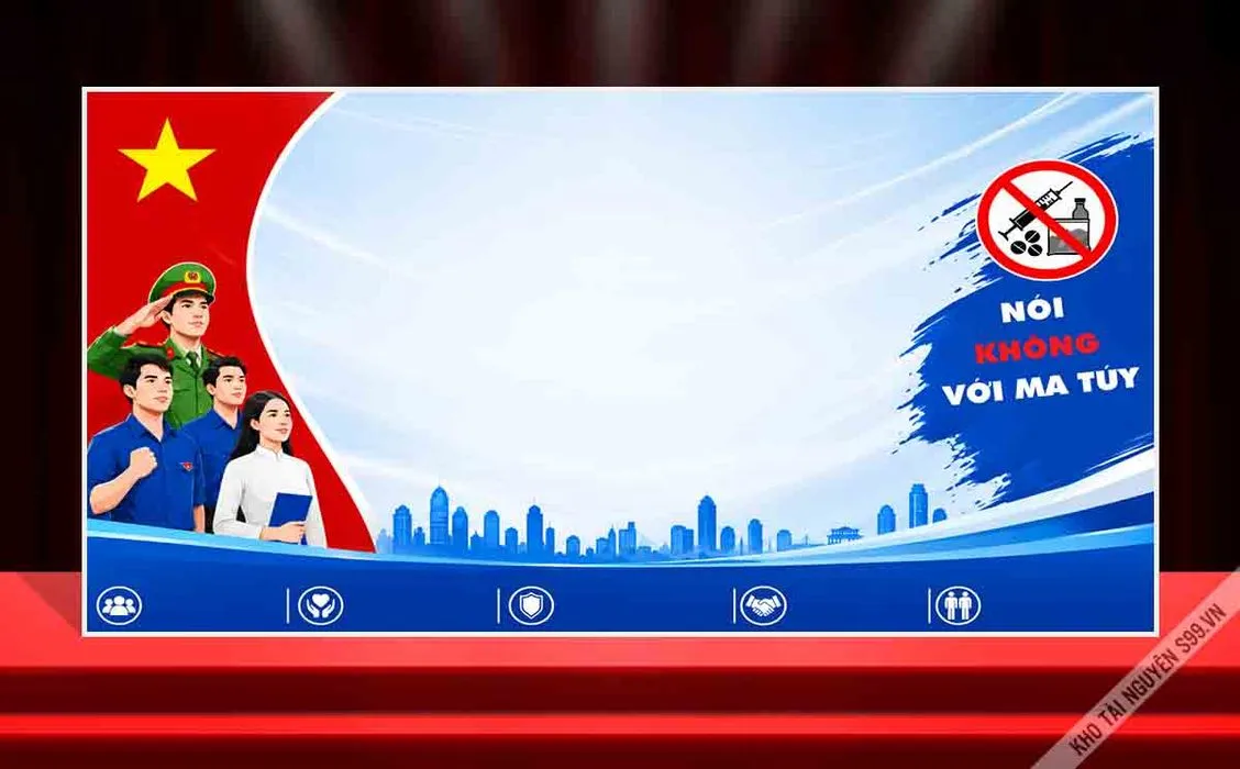 File corel - Mẫu phông nền sân khấu tuyên truyền nói không với ma túy