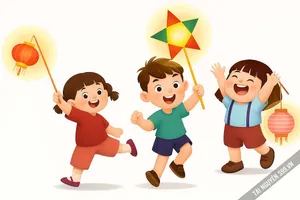 Hình ảnh các bạn nhỏ rước đèn trung thu file JPG - Kích thước 1500 x 1000 pixel
