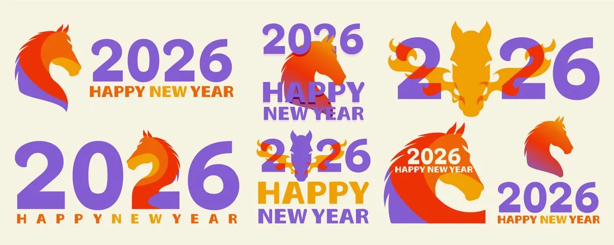 Bộ sưu tập số 2026 năm con ngựa vector