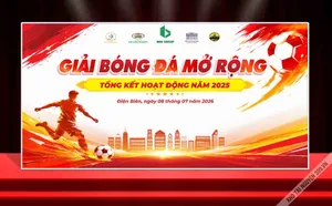 File Corel - Mẫu thiết kế phông nền giải bóng đá mở rộng tổng kết hoạt động năm 2025