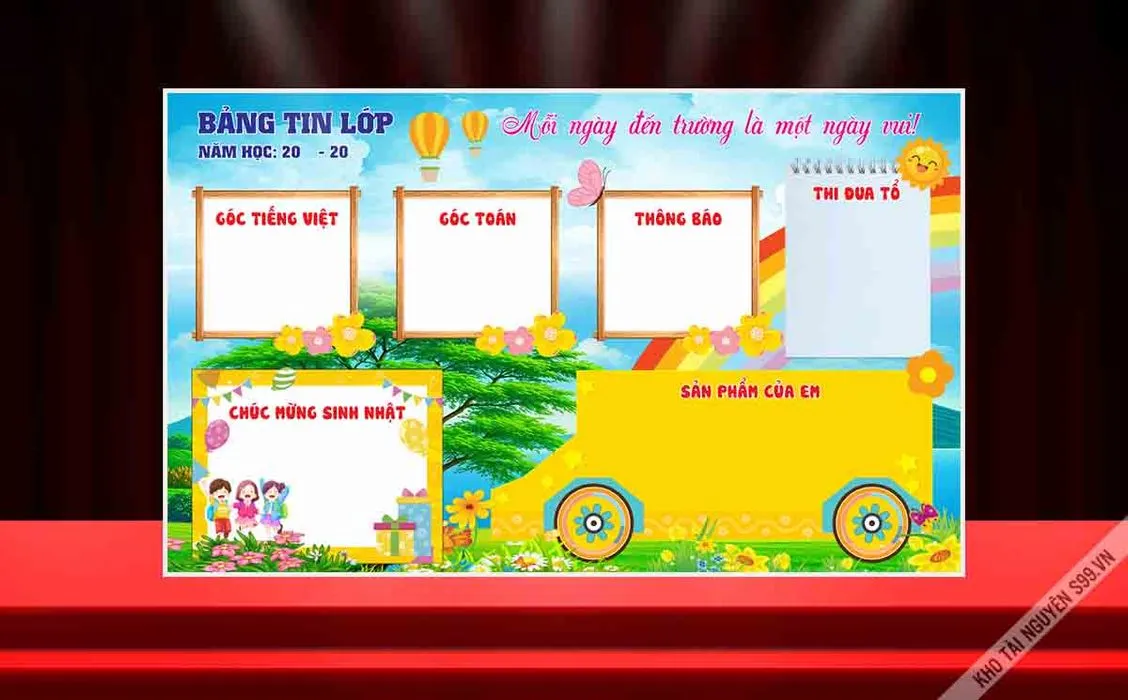 Background Bảng Tin Lớp Học Sáng Tạo, Dễ Thương – File CDR Đa Năng